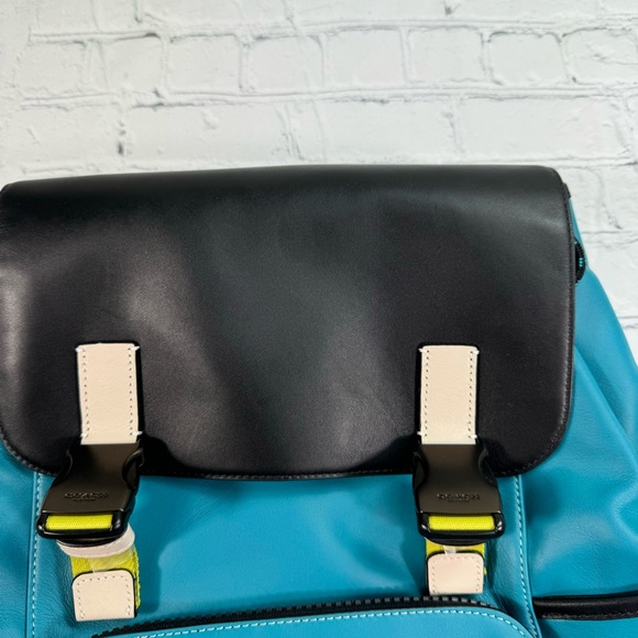 Coach Track Mens Backpack Colorblock W/Stamp Leather Drawstring Pockets Laptop - Picture 4 of 12